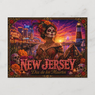 New Jersey Día de los Muertos Retro Briefkaart