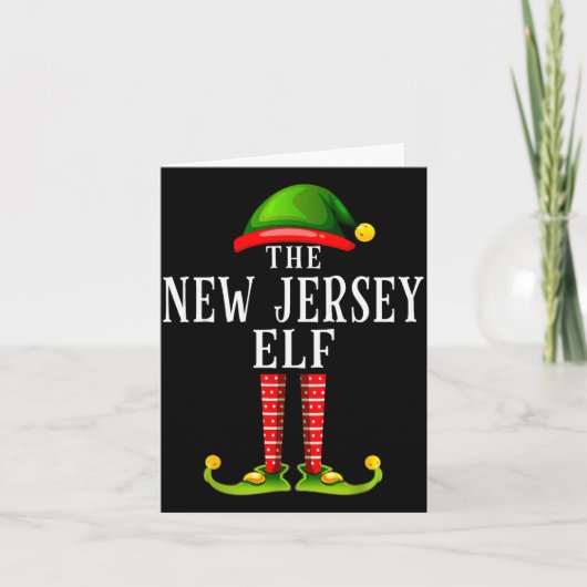 New Jersey Elf Christmas Matching Family Group Pjs Kaart (Voorkant)