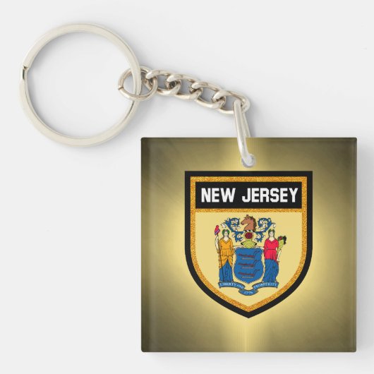 New Jersey Flag Sleutelhanger (Voorkant)