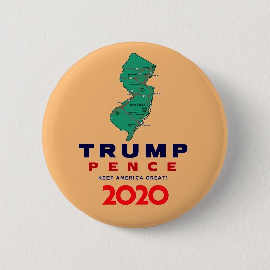 New Jersey for Trump Pence 2020 Ronde Button 5,7 Cm (Voorkant)