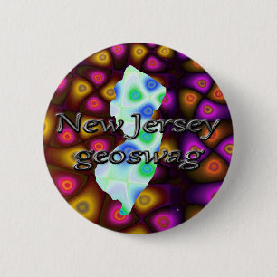 New Jersey Geoswag Swags Geocaching Gifts Treasure Ronde Button 5,7 Cm