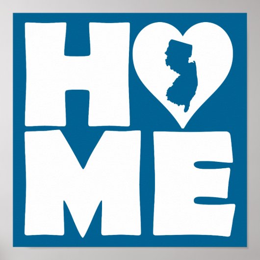 New Jersey Home Heart State Poster Sign (Voorkant)