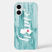 New Jersey Home State Turquoise hout look Case-Mate iPhone Case (Achterkant)