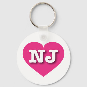 New Jersey Hot Pink Heart - Ik hou van NJ Sleutelhanger