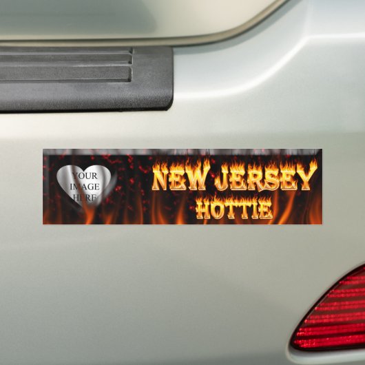 New Jersey Hottie vuur en rood marmer hart. Bumpersticker (Op auto)