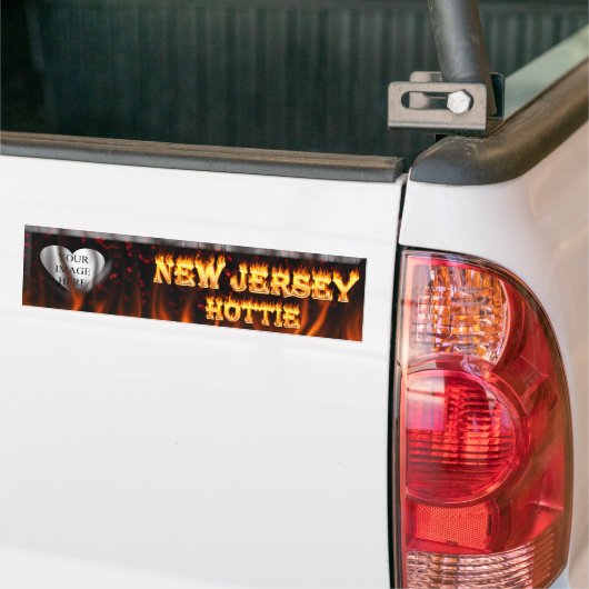 New Jersey Hottie vuur en rood marmer hart. Bumpersticker (Op Truck)