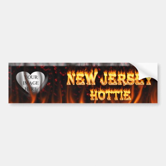 New Jersey Hottie vuur en rood marmer hart. Bumpersticker (Voorkant)