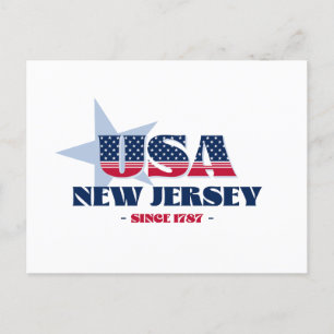 New Jersey in rood, wit en blauw Briefkaart