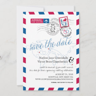 New Jersey Ireland Australia Airmail Save the Date