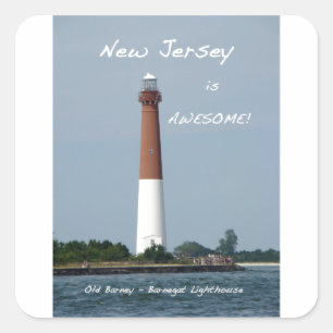New Jersey is Geweldige - vuurtoren van Barnegat Vierkante Sticker