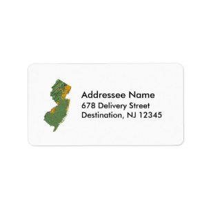 New Jersey Kaart Adreslabel Etiket