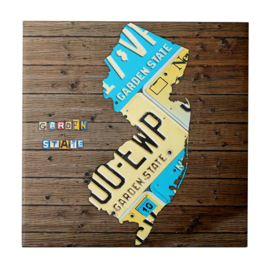 New Jersey License Bord Map Ceramic Tile V2 Tegeltje (Voorkant)