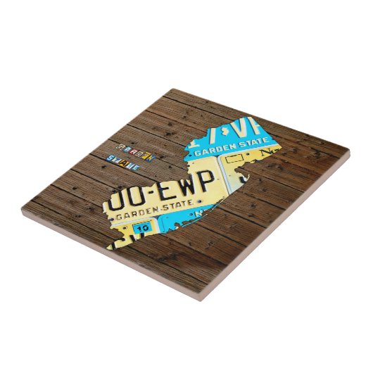New Jersey License Bord Map Ceramic Tile V2 Tegeltje (Zijkant)