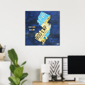 New Jersey License Bord Map Poster (Thuiskantoor)