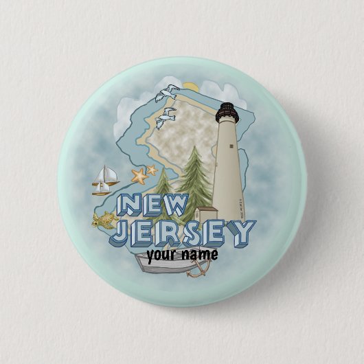 New Jersey Lighthouse pin-knop Ronde Button 5,7 Cm (Voorkant)