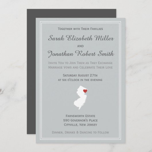 New Jersey Love -  bruiloft Uitnodiging (Voorkant / Achterkant)