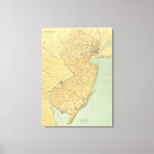 New Jersey Map Canvas Afdruk