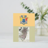 New Jersey Map en State Flag Briefkaart (Staand voorkant)