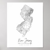 New Jersey Minimal Street Map Poster (Voorkant)