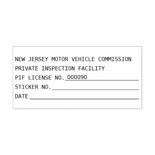 New Jersey Motor Vehicle Commission PIF-licentienu Zelfinktende Stempel
