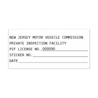 New Jersey Motor Vehicle Commission PIF-licentienu Zelfinktende Stempel
