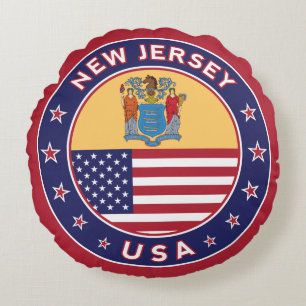 New Jersey, New Jersey, sticker, telefooncel, tas Rond Kussen