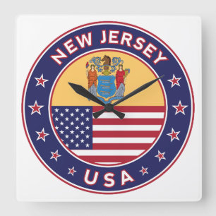 New Jersey, New Jersey, sticker, telefooncel, tas Vierkante Klok