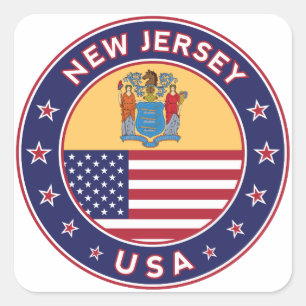 New Jersey, New Jersey, sticker, telefooncel, tas Vierkante Sticker