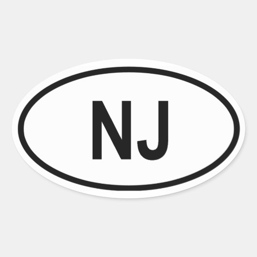 New Jersey "NJ" Ovale Sticker (Voorkant)