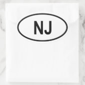 New Jersey "NJ" Ovale Sticker (Tas)