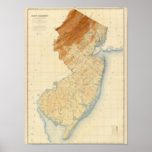 New Jersey Relief Map Poster