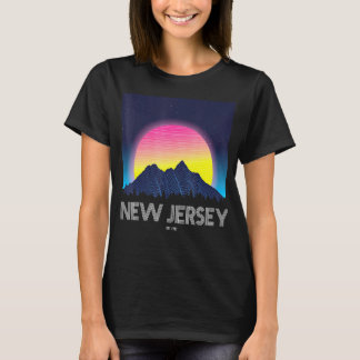 New Jersey Retro  Mountain Grid 80s 90s Aes T-shirt