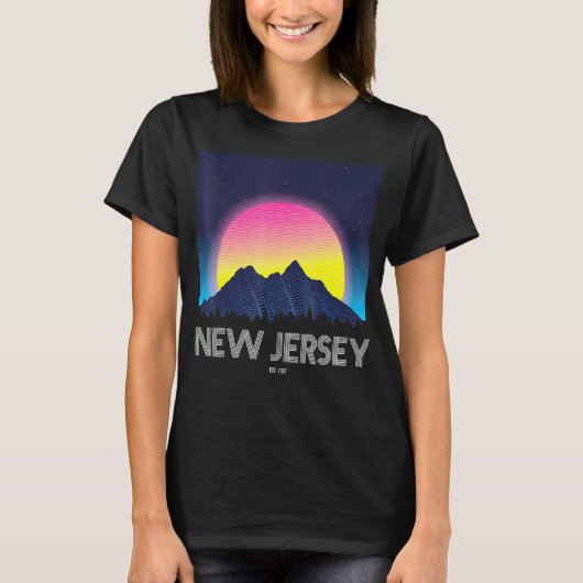 New Jersey Retro Mountain Grid 80s 90s Aes T-shirt (Voorkant)