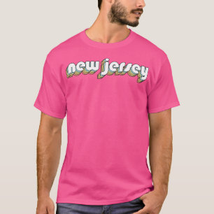New Jersey Retro Rainbow Typography Vervaagde stij T-shirt