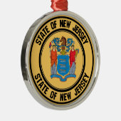 New Jersey Round Emblem Metalen Ornament (Rechts)