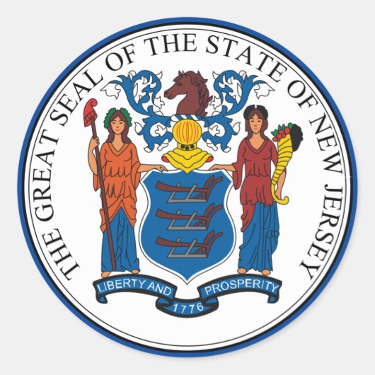 New Jersey Seal Round Sticker (Voorkant)