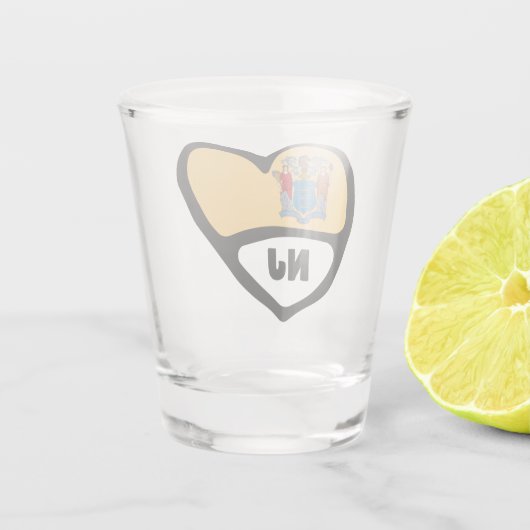 New Jersey staatsvlag in Heart , nj - warme glas (Achterkant)