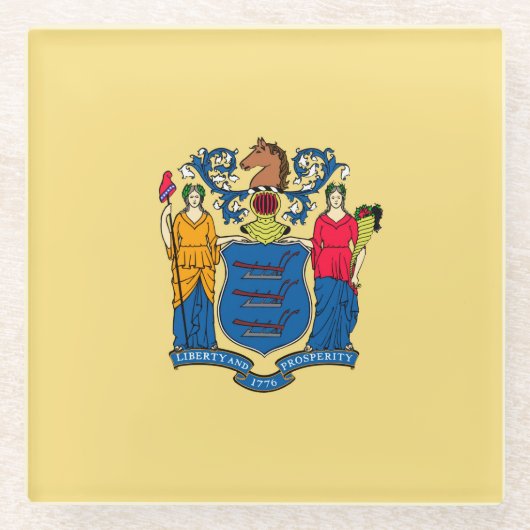 New Jersey State Flag Design Decor Glazen Onderzetter (Voorkant)