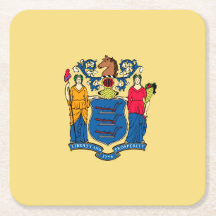 New Jersey State Flag Design Vierkante Kartonnen Onderzetter