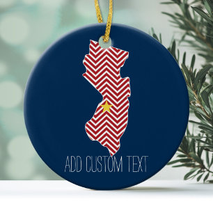 New Jersey State Map met Custom City and Name Keramisch Ornament