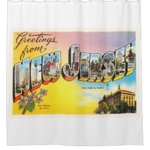 New Jersey State NJ Old Vintage Travel Briefkaart- Douchegordijn