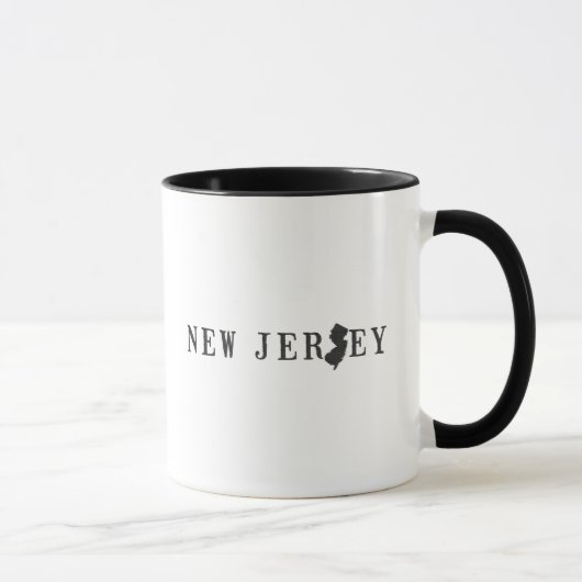 New Jersey State Shaped Letter S Word Art Black Mok (Rechts)