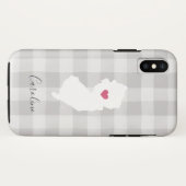 New Jersey State Silhouette Rustic Grey Plaid Case-Mate iPhone Case (Achterkant (horizontaal))