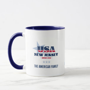 New Jersey USA 1787 Blue Star Mug personnalisée