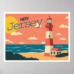 New Jersey USA Vintage Travel Illustratie Poster