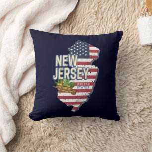 New Jersey Verenigde Staten Retro Kaart USA Souven Kussen