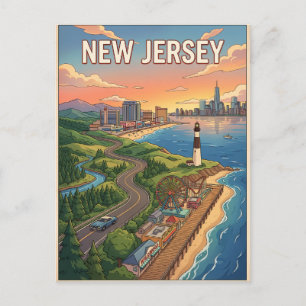 New Jersey Vintage Anime Reisposter Briefkaart