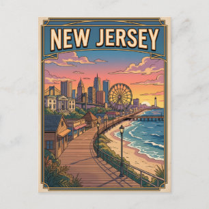New Jersey Vintage Anime Reisposter Briefkaart