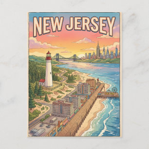 New Jersey Vintage Anime Reisposter Briefkaart