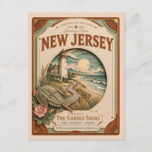 New Jersey Vintage Paper Cut Amerikaanse Arcana Briefkaart